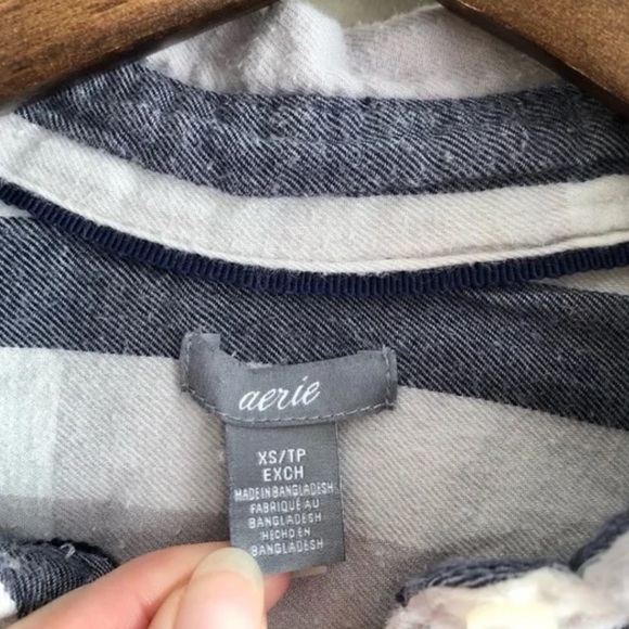 Aerie Comfy Cozy Button Down Long Sleeve Plaid Flannel Pj Pajama Romper Blue - Picture 6 of 11